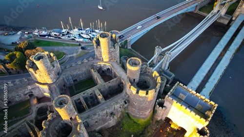 Conwy Castle aerial view 3 photo