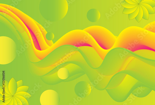 Abstract fluid tulip background with bright, yellow and light green colors © MohMuhktarul