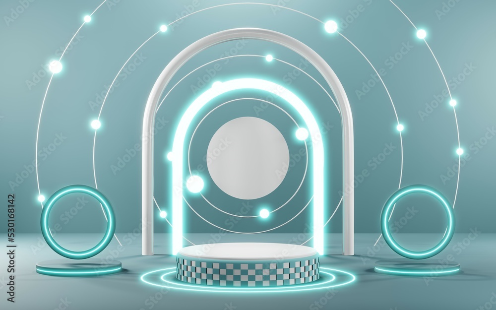 3D rendering of blank product background for cream cosmetics Modern blue pastel podium background