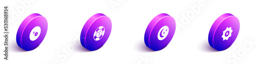 Set Isometric Venus symbol, Sun, Moon and stars and Falling icon. Vector
