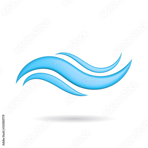 Free Download 3d rendering wave icon. Illustration with shadow isolated on white. - GFXLoad