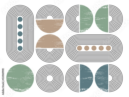 Abstract geometric concentric circles, rtro grunge circle isolated design