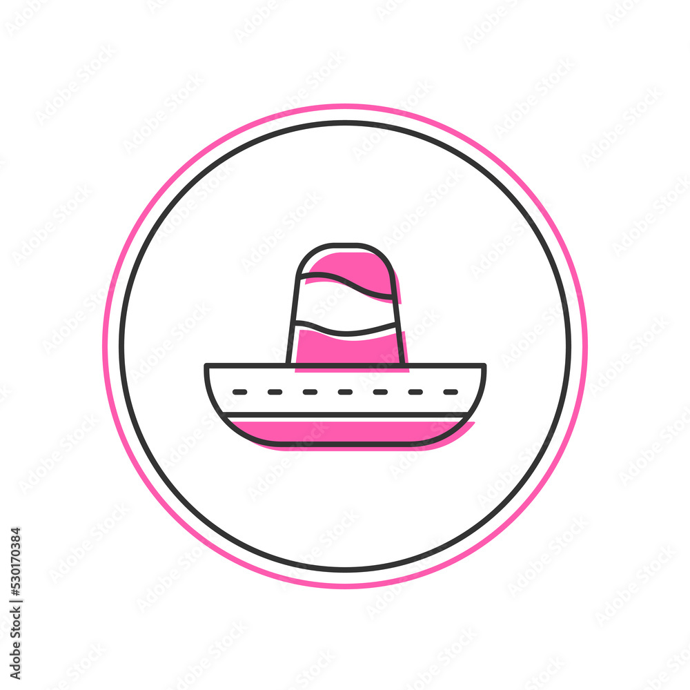 Filled outline Traditional mexican sombrero hat icon isolated on white background. Vector