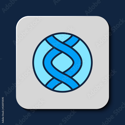 Filled outline DNA symbol icon isolated on blue background. Genetic engineering, genetics testing, cloning, paternity testing. Vector