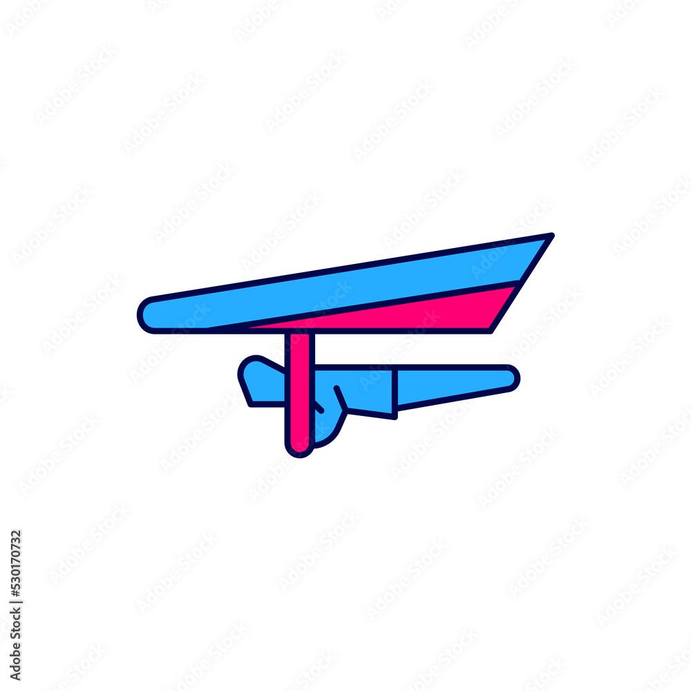 Filled outline Hang glider icon isolated on white background. Extreme sport. Vector Filled outline Hang glider icon isolated on white background. Extreme sport. Vector