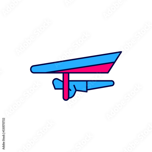 Filled outline Hang glider icon isolated on white background. Extreme sport. Vector