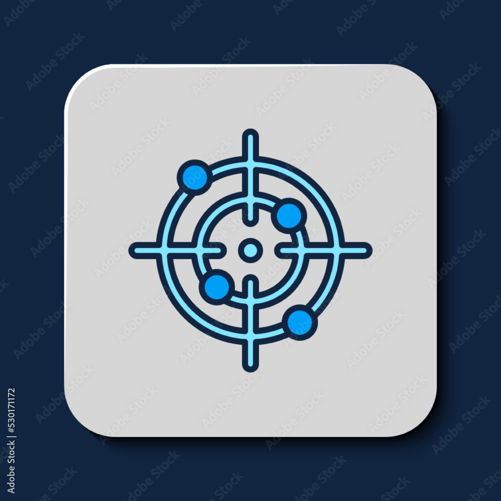 Filled outline Target sport icon isolated on blue background. Clean target with numbers for shooting range or shooting. Vector Filled outline Target sport icon isolated on blue background. Clean target with numbers for shooting range or shooting. Vector