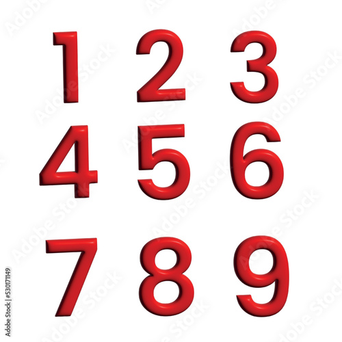 3d red numbers illustration 1 2 3 4 5 6 7 8 9