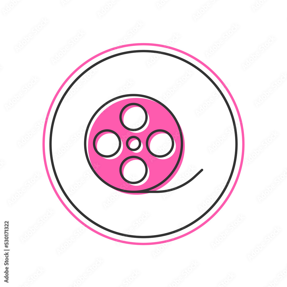 Fototapeta premium Filled outline Film reel icon isolated on white background. Vector