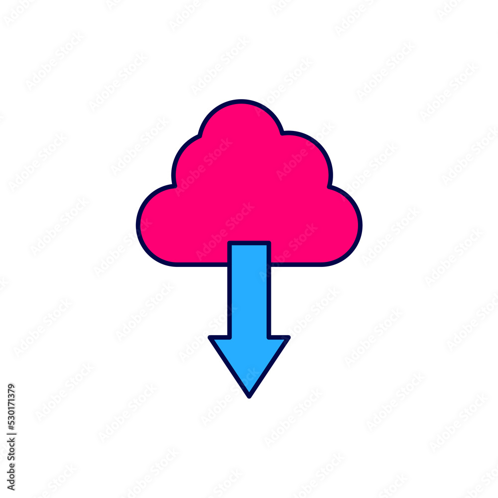 Filled outline Cloud download icon isolated on white background. Vector Filled outline Cloud download icon isolated on white background. Vector