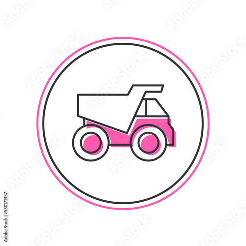 Filled outline Mining dump truck icon isolated on white background. Vector