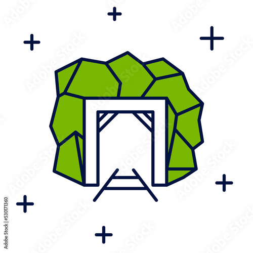 Filled outline Mine entrance icon isolated on white background. Vector