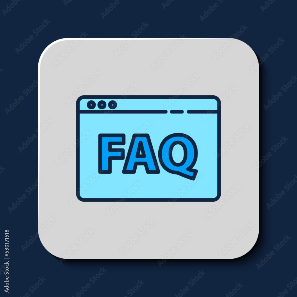 Filled outline Browser FAQ icon isolated on blue background. Internet communication protocol. Vector Filled outline Browser FAQ icon isolated on blue background. Internet communication protocol. Vector