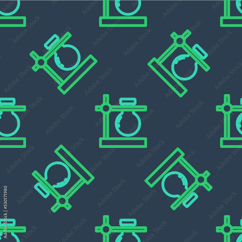 Line Glass test tube flask on stand icon isolated seamless pattern on blue background. Laboratory equipment. Vector Line Glass test tube flask on stand icon isolated seamless pattern on blue background. Laboratory equipment. Vector