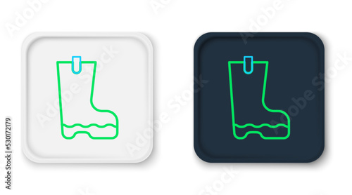 Line Waterproof rubber boot icon isolated on white background. Gumboots for rainy weather, fishing, gardening. Colorful outline concept. Vector