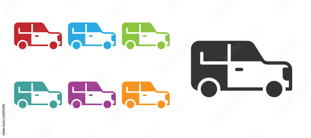 Black Car icon isolated on white background. Set icons colorful. Vector Black Car icon isolated on white background. Set icons colorful. Vector