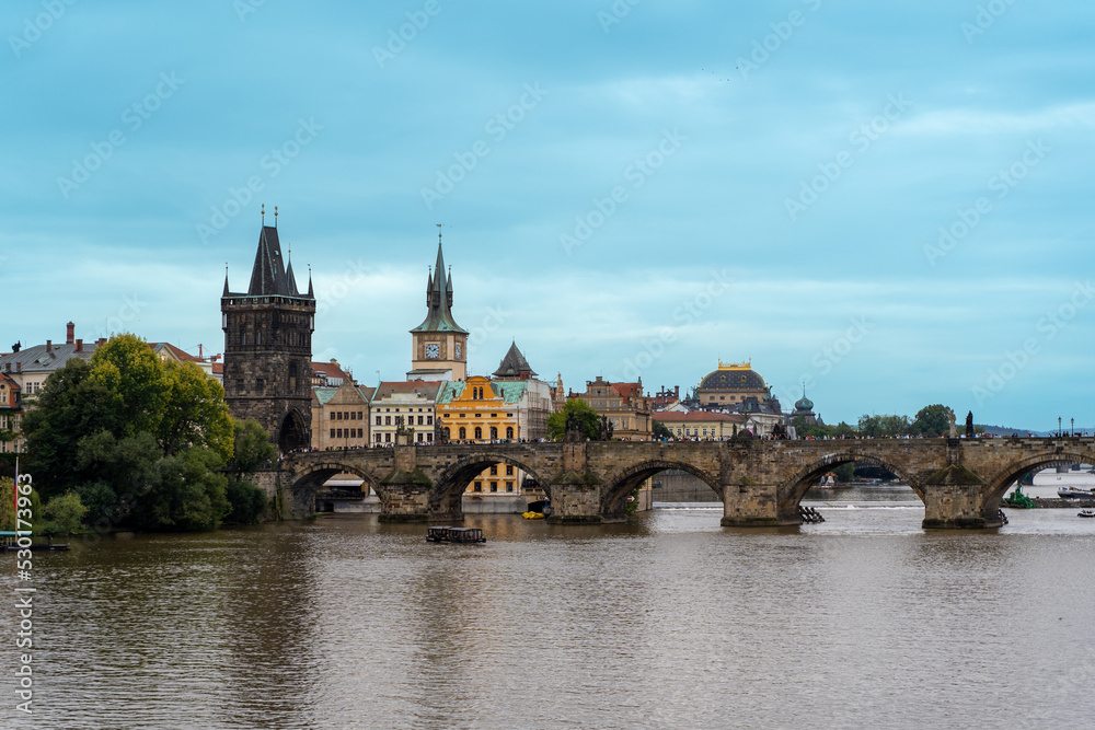 Old Town and Old Town Tower of Charles Bridge, Prague, Czech Republic.