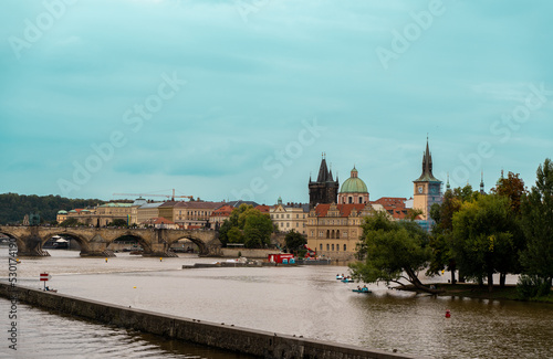 Old Town and Old Town Tower of Charles Bridge, Prague, Czech Republic.