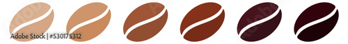 Coffee strength scale, different colour beans to show intensity or roast