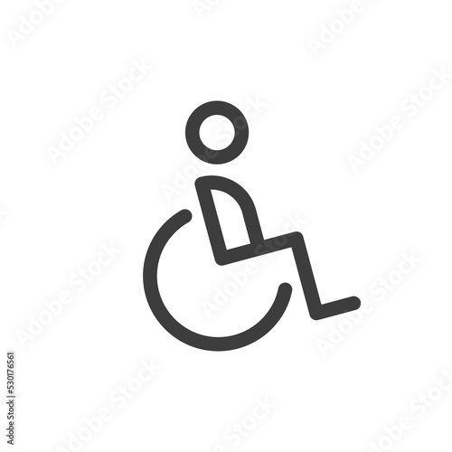 Disabled person linear icon. Wheelchair sign