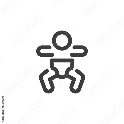 Baby changing linear icon. Child in a diaper