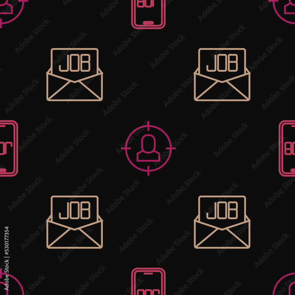 Set line Search job, and Head hunting on seamless pattern. Vector Set line Search job, and Head hunting on seamless pattern. Vector