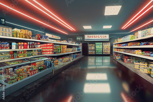 Supermarket, store aisle, convenience store