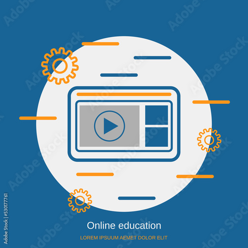 E-learning, video tutorial, online education, user guide flat design style vector concept illustration