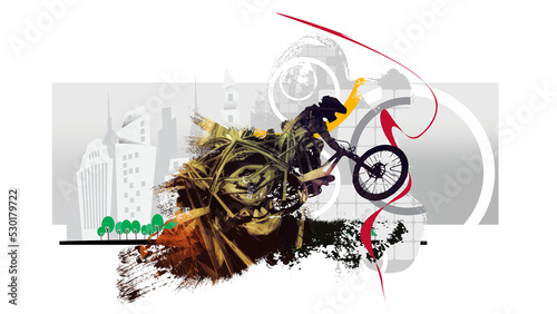 Fototapeta Naklejka Na Ścianę i Meble -  Man riding motobike, extreme sport racing