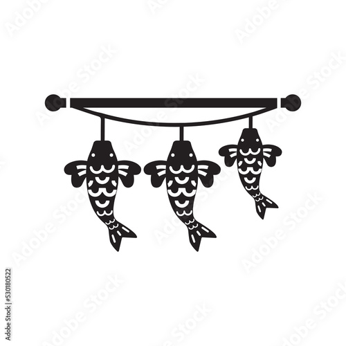 Japanese windsock streamers icon | Black Vector illustration |