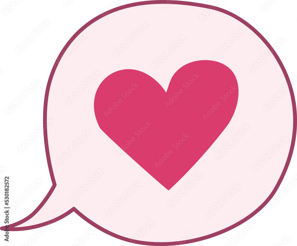  Speech bubble with a heart.  Declaration of love. Png