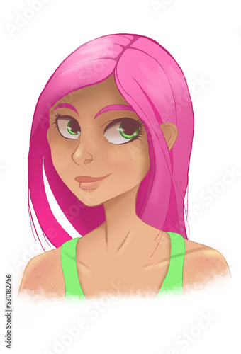 Cool girl with pink hair 