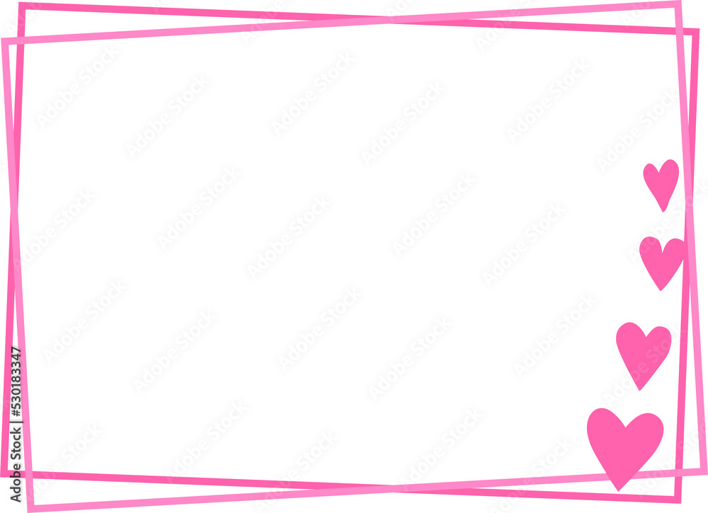 Horizontal rectangular  with hearts frame for the design of invitations, postcards, posters and banners. Png