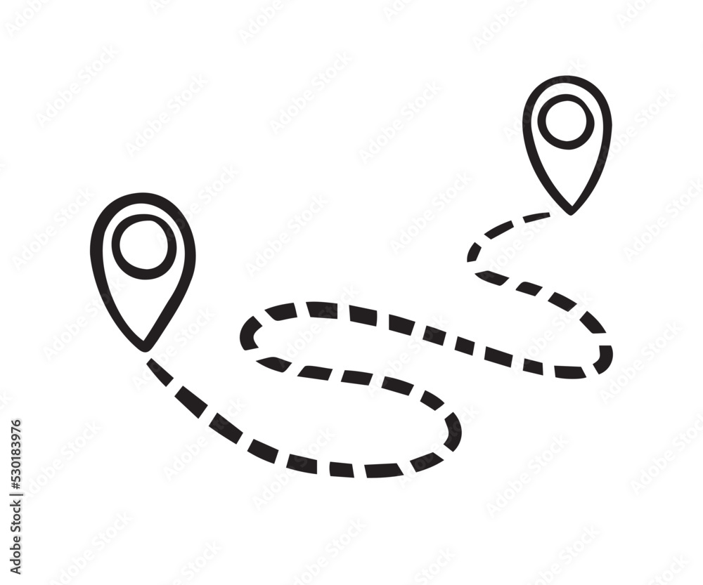 hand drawn map distance measuring icon. Doodle Map route vector ...