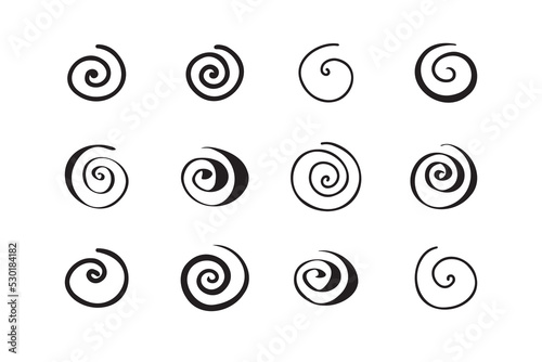 Spiral illustration set. Doodle collection hand drawn style vector