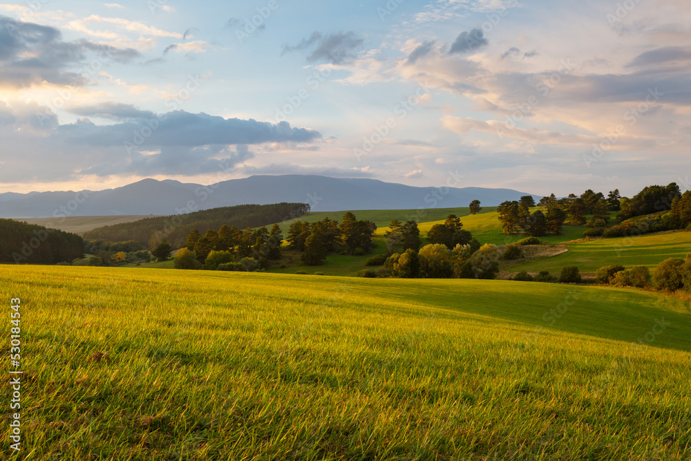Obraz premium Rural landscape of Turiec region at Folkusova village, Slovakia.