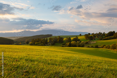Rural landscape of Turiec region at Folkusova village, Slovakia.