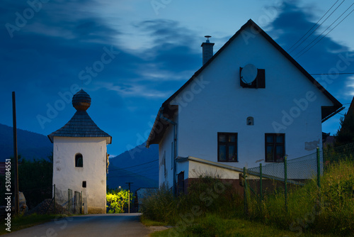 Historical bell tower in Ondrasova village, Slovakia.