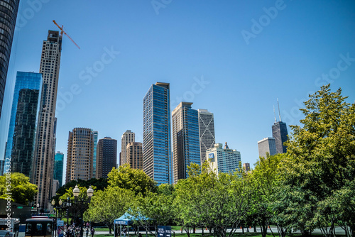 A huge skyscraper building in Chicago, Illinois