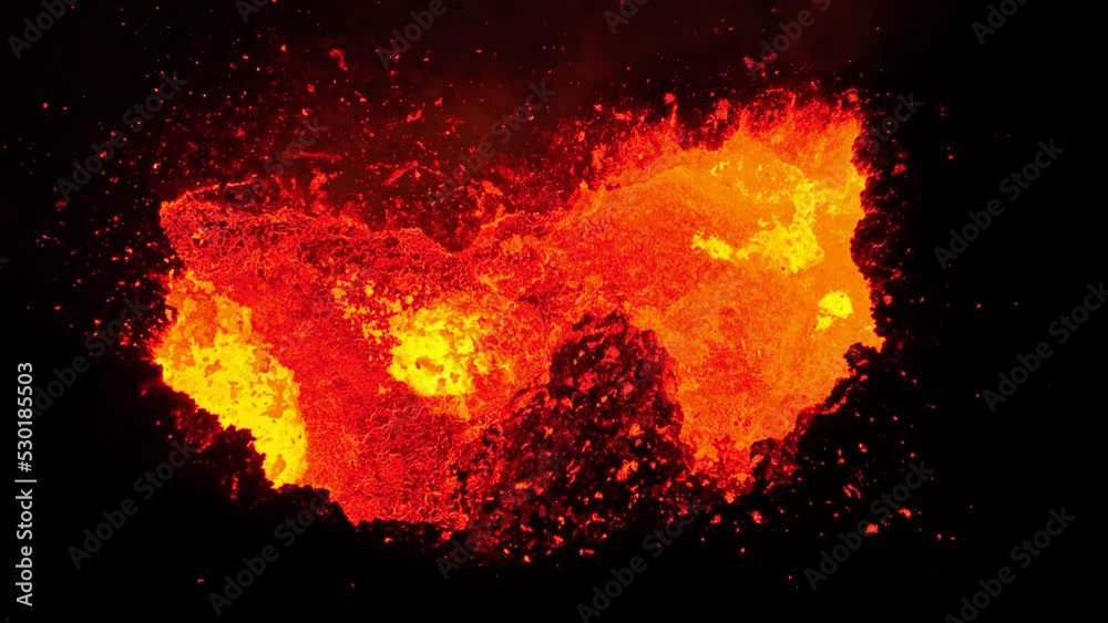 Close-up of volcano, dramatic volcanic eruption in Reykjanes peninsula Iceland. Slow motion. Close-up of volcano, dramatic volcanic eruption in Reykjanes peninsula Iceland. Slow motion.
