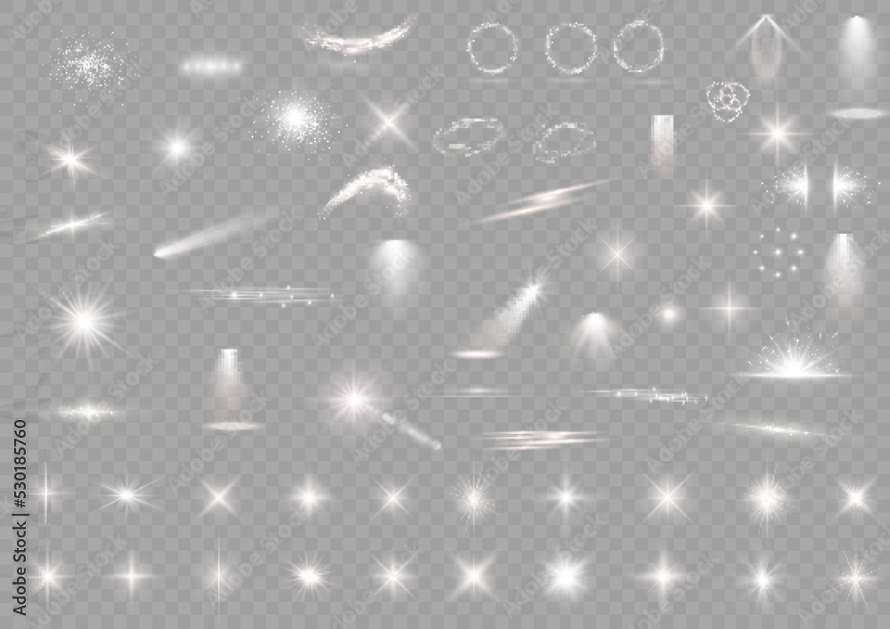 Light effect set, sun flash spark stars lens flare