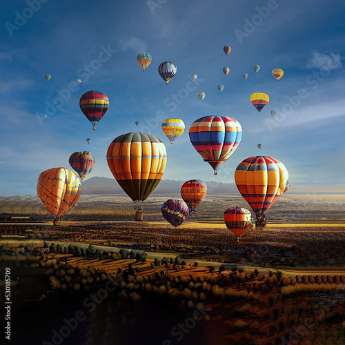 Bot created digital art showing a representation of the Albuquerque Balloon Fiesta