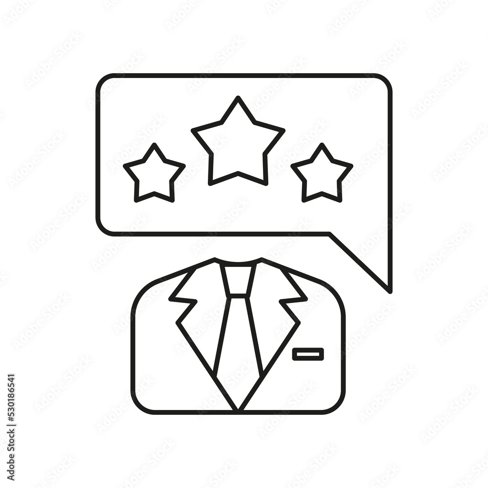 Star, businessman, chat bubble concept line icon. Simple element illustration. Star, businessman, chat bubble concept outline symbol design from business set on white background Star, businessman, chat bubble concept line icon. Simple element illustration. Star, businessman, chat bubble concept outline symbol design from business set on white background