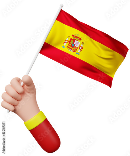 3d cartoon hand holding spain flag