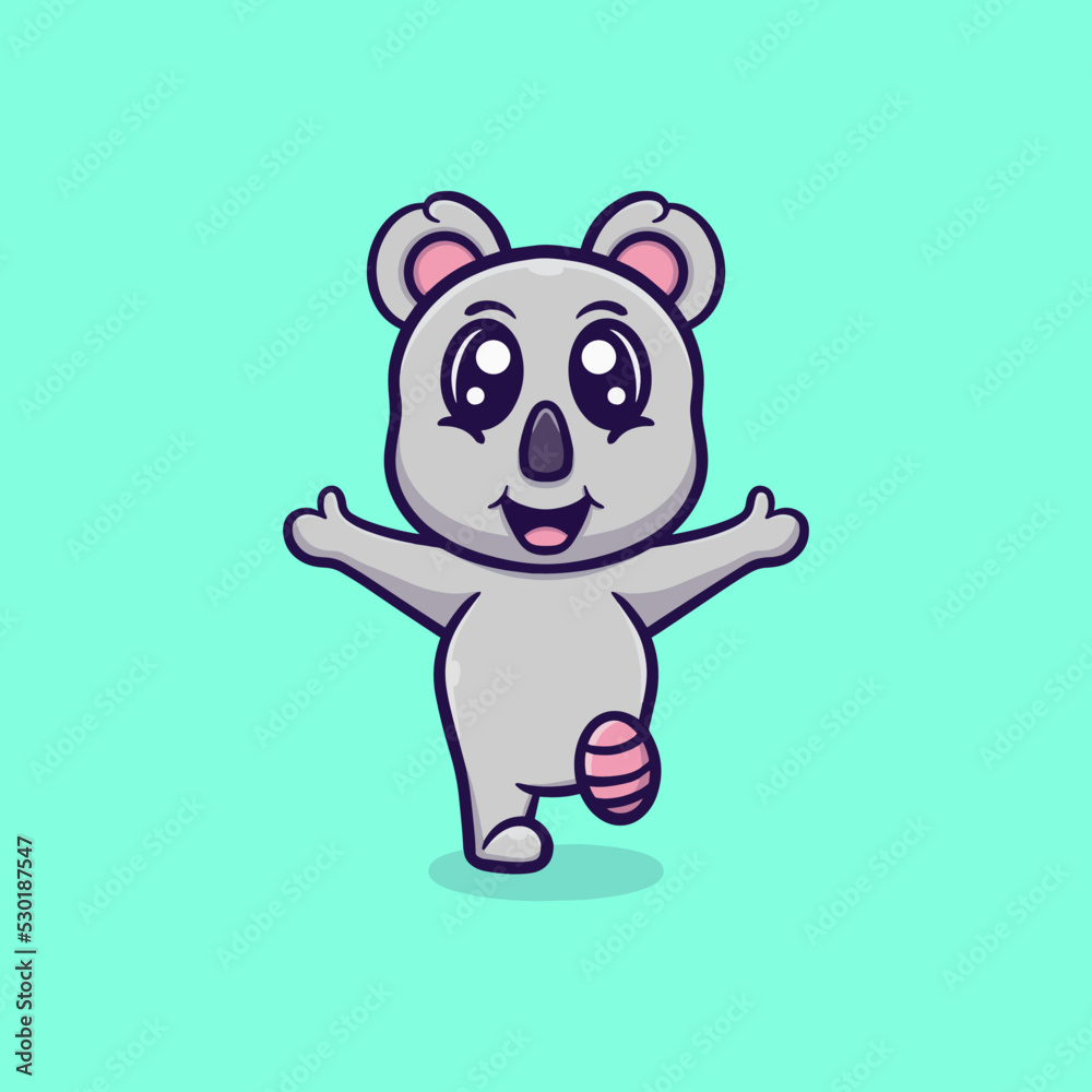 Naklejka premium cute koala walking vector icon illustration