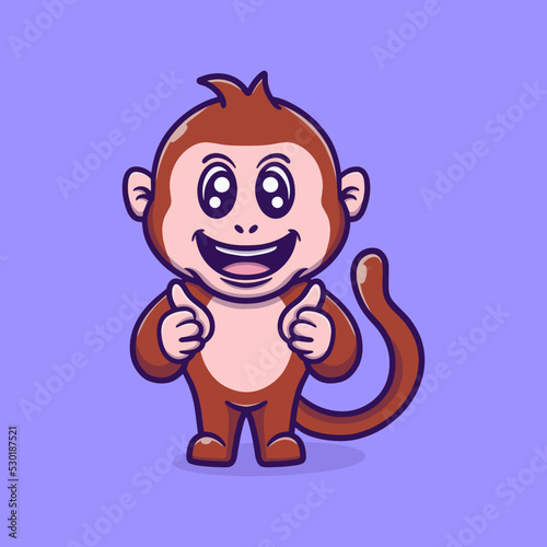 cute monkey vector icon illustration