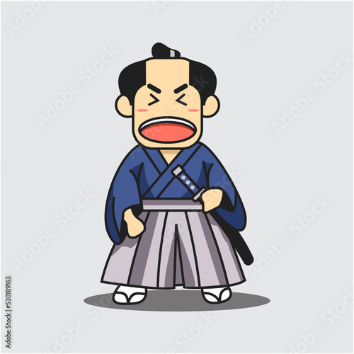 Laughing samurai illustration