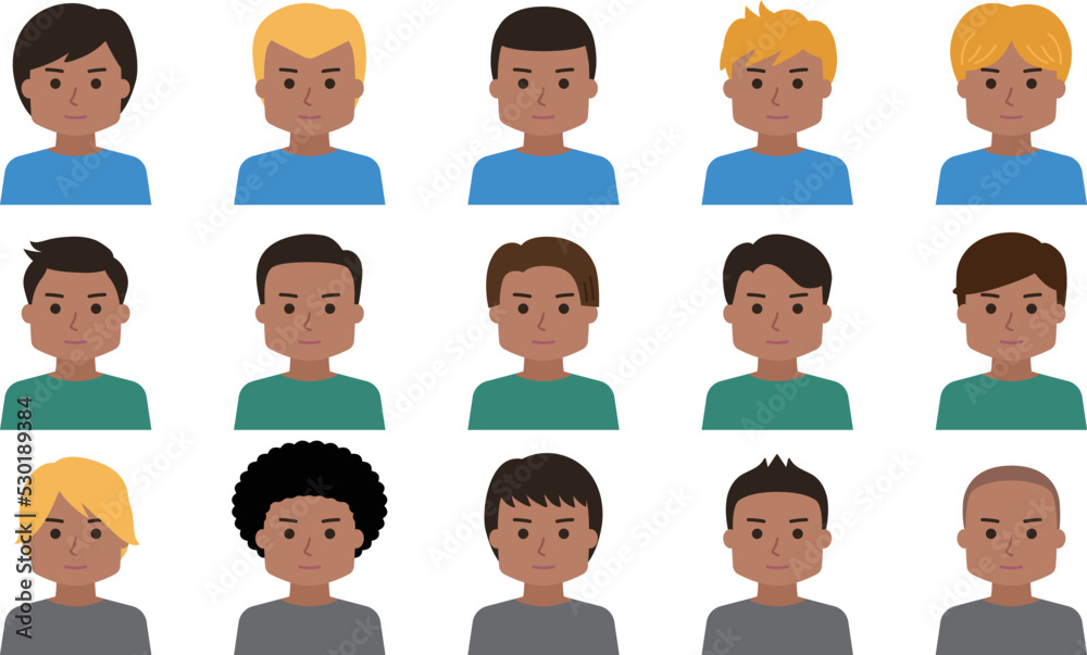 Avatar set of man cartoon icon faces. Vector illustration isolated on transparent background. Avatar set of man cartoon icon faces. Vector illustration isolated on transparent background.