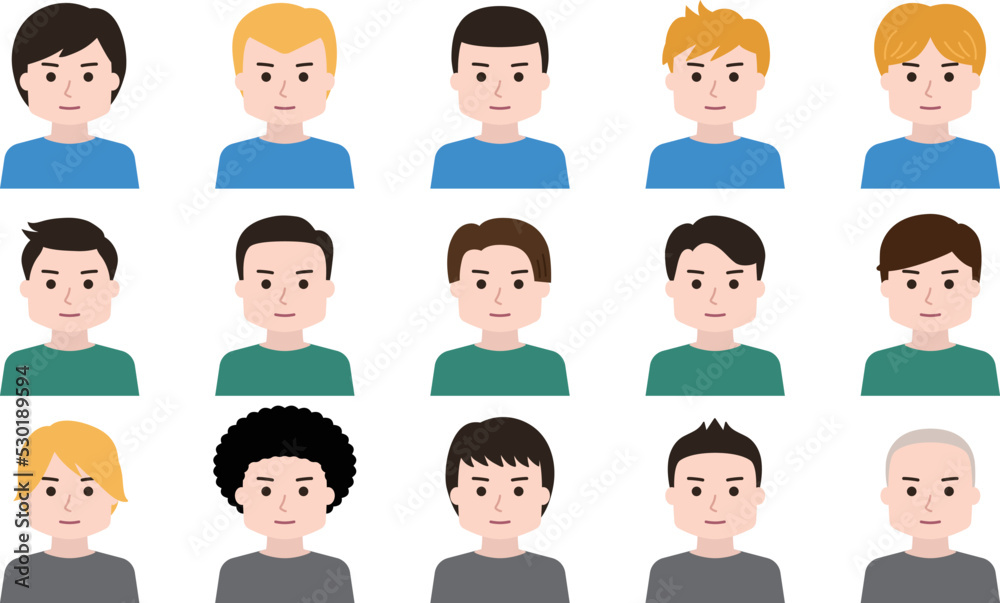 Set of man cartoon icon faces. Vector illustration isolated on transparent background. Set of man cartoon icon faces. Vector illustration isolated on transparent background.