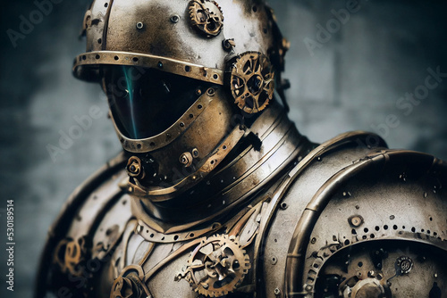 Steam punk armor, brass and metal, fantasy art